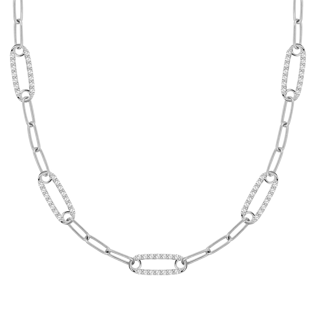 Adelaide 5 Pavé Birthstone Link Necklace in 14k Gold