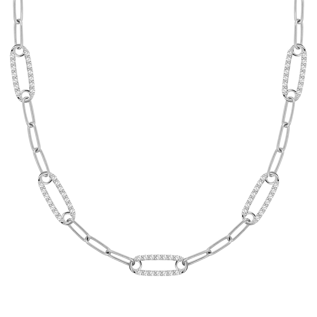 Adelaide 5 Pavé Birthstone Link Necklace in 14k Gold