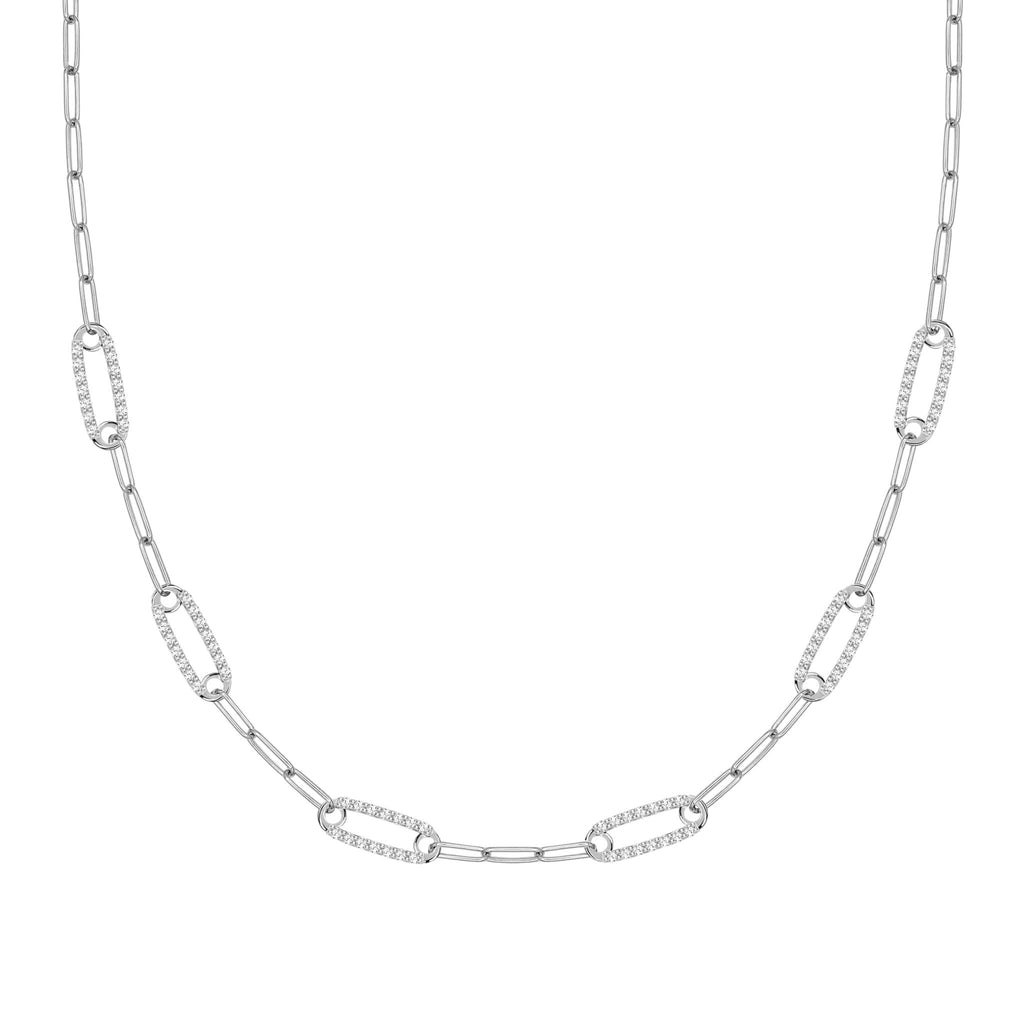 Adelaide 6 Pavé Birthstone Link Necklace in 14k Gold