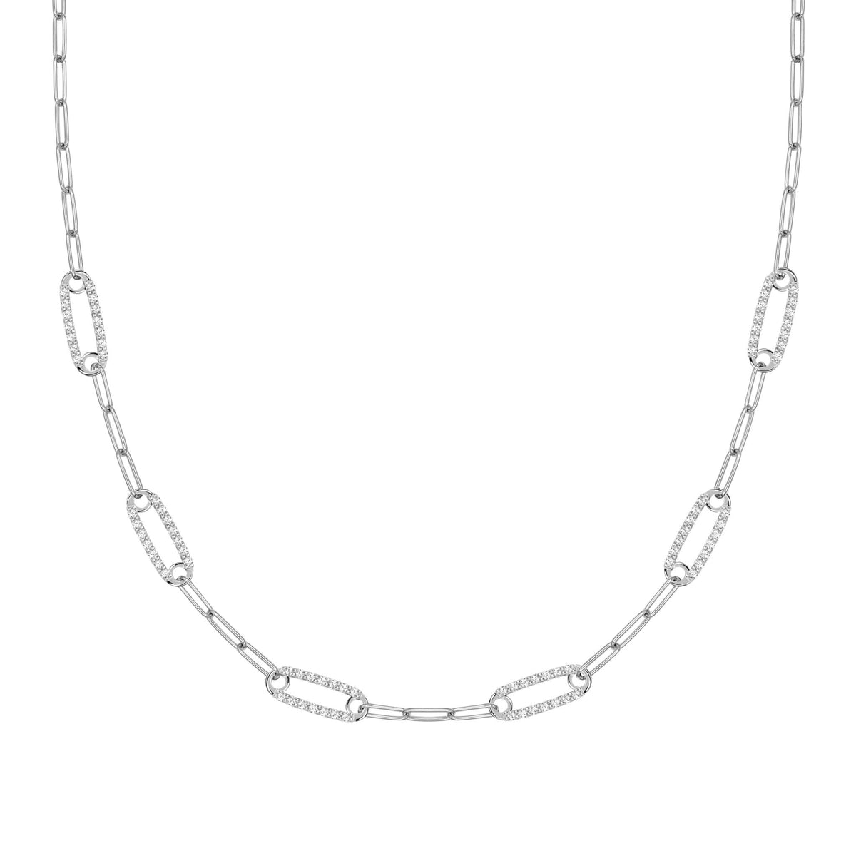 Adelaide 6 Pavé Birthstone Link Necklace in 14k Gold