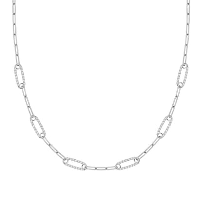 Adelaide 6 Pavé Birthstone Link Necklace in 14k Gold