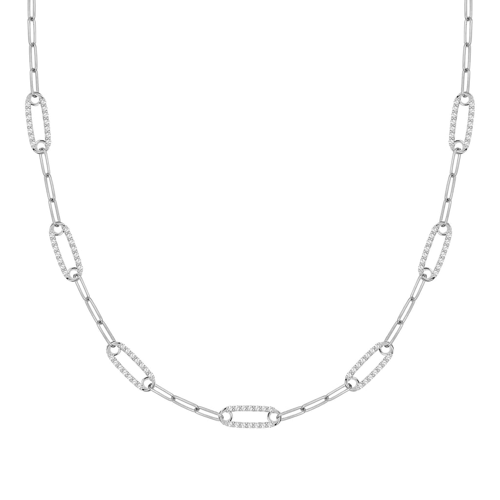 Adelaide 7 Pavé Birthstone Link Necklace in 14k Gold