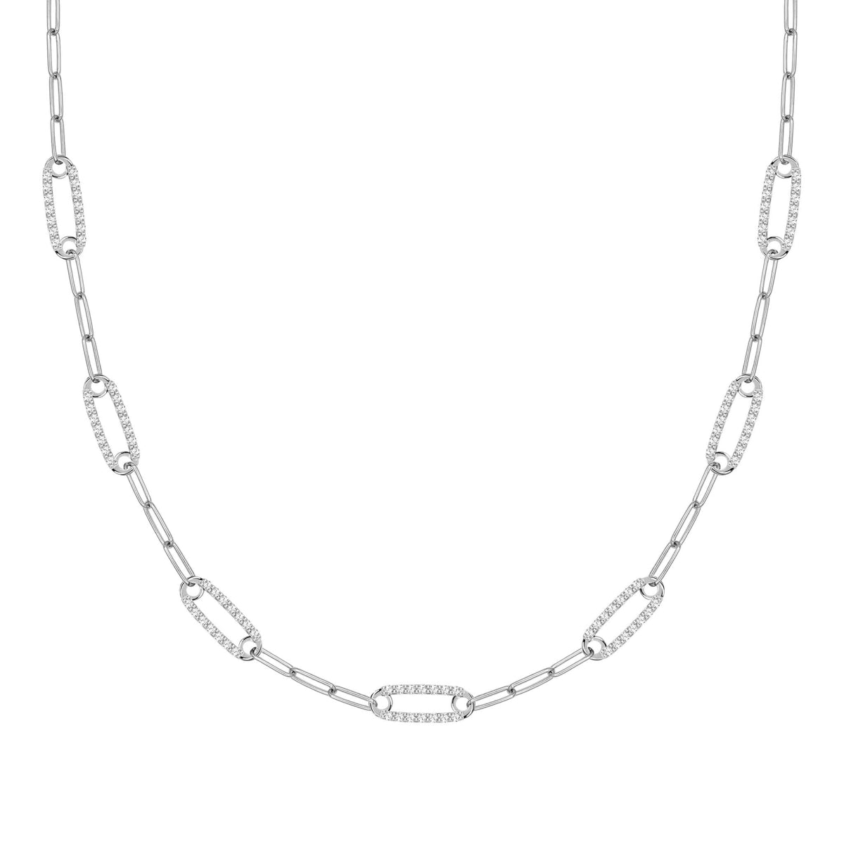 Adelaide 7 Pavé Birthstone Link Necklace in 14k Gold