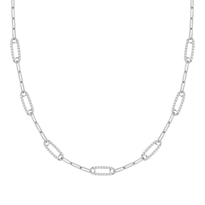 Adelaide 7 Pavé Birthstone Link Necklace in 14k Gold