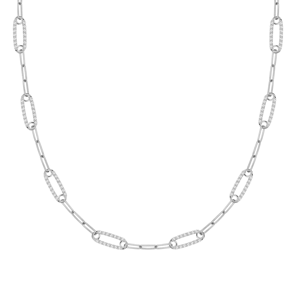 Adelaide 8 Pavé Birthstone Link Necklace in 14k Gold