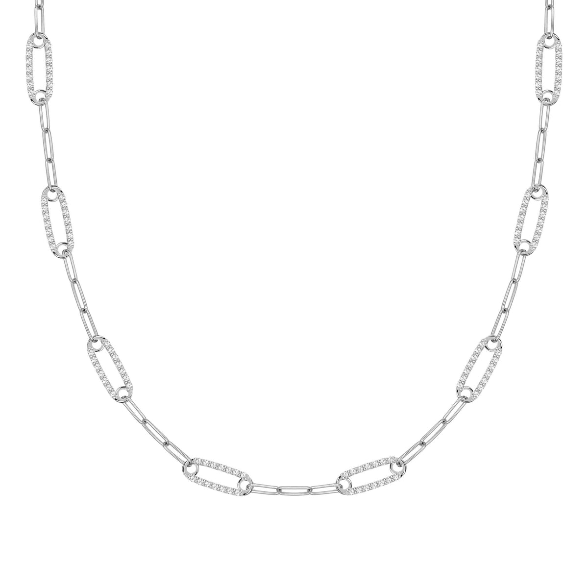 Adelaide 8 Pavé Birthstone Link Necklace in 14k Gold
