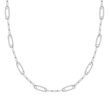 Adelaide 8 Pavé Birthstone Link Necklace in 14k Gold