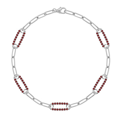 Adelaide 5 Pavé Garnet Link Bracelet in 14k Gold (January)