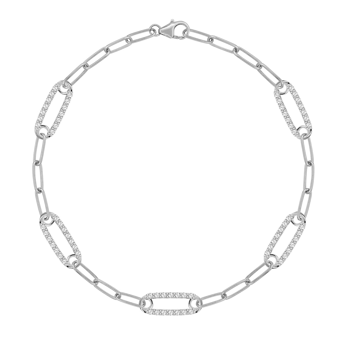 Adelaide 5 Pavé White Topaz Link Bracelet in 14k Gold (April)