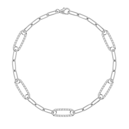 Adelaide 5 Pavé White Topaz Link Bracelet in 14k Gold (April)