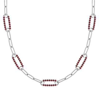 Adelaide 5 Pavé Garnet Link Necklace in 14k Gold (January)