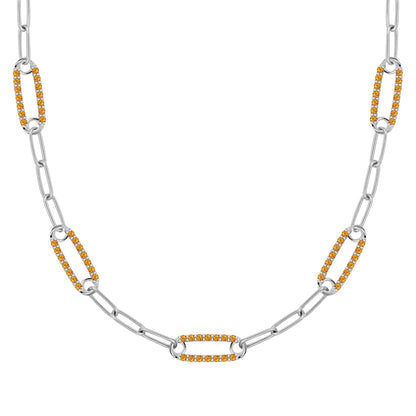 Adelaide 5 Pavé Citrine Link Necklace in 14k Gold (November)