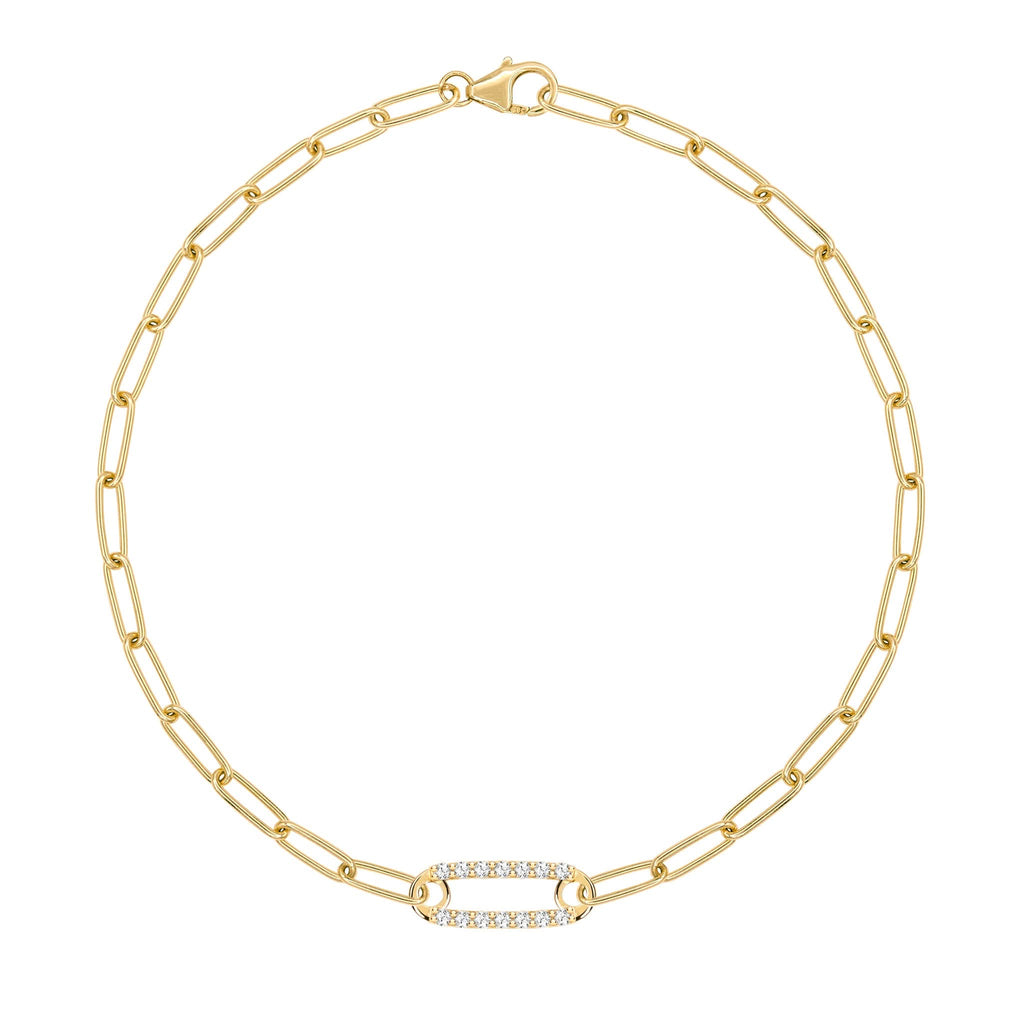 Adelaide 1 Pavé Birthstone Link Bracelet in 14k Gold