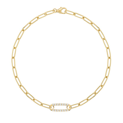 Adelaide 1 Pavé Birthstone Link Bracelet in 14k Gold