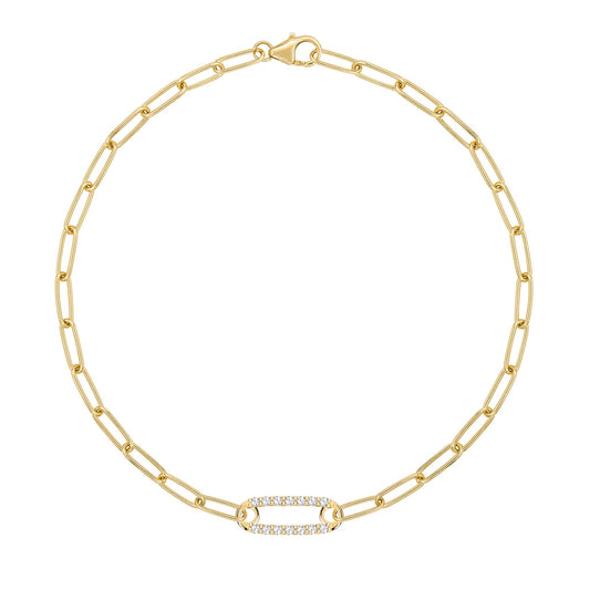 Adelaide 1 Pavé Birthstone Link Bracelet in 14k Gold