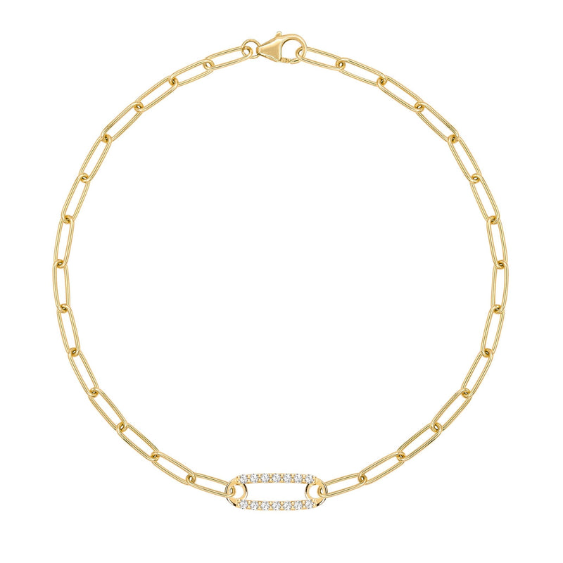 Adelaide 1 Pavé Birthstone Link Bracelet in 14k Gold