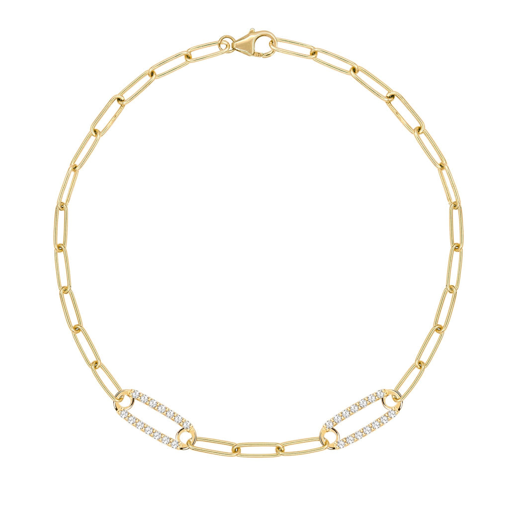 Adelaide 2 Pavé Birthstone Link Bracelet in 14k Gold