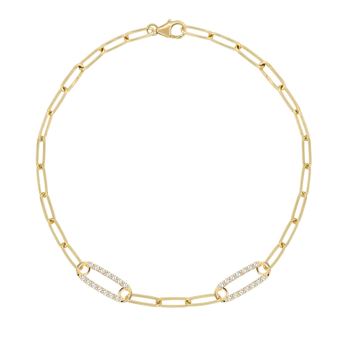 Adelaide 2 Pavé Birthstone Link Bracelet in 14k Gold