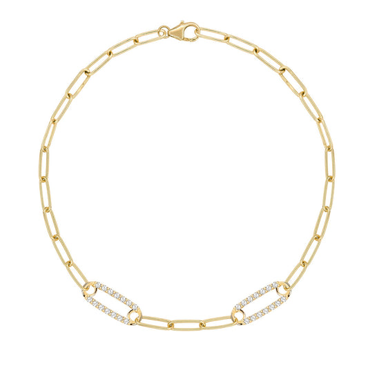 Adelaide 2 Pavé Birthstone Link Bracelet in 14k Gold