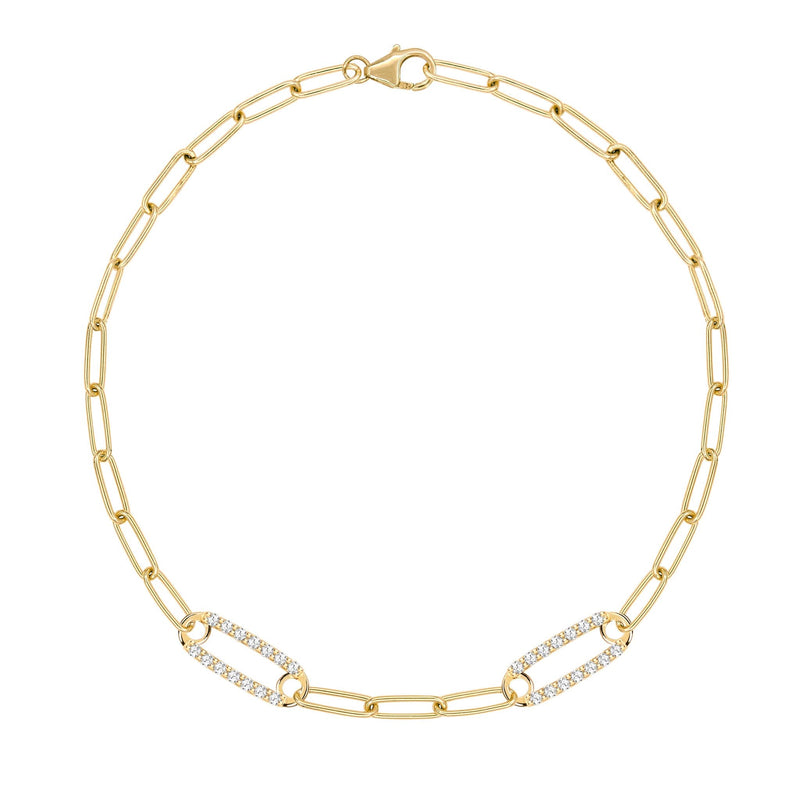 Adelaide 2 Pavé Birthstone Link Bracelet in 14k Gold