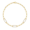Adelaide 3 Pavé Birthstone Link Bracelet in 14k Gold