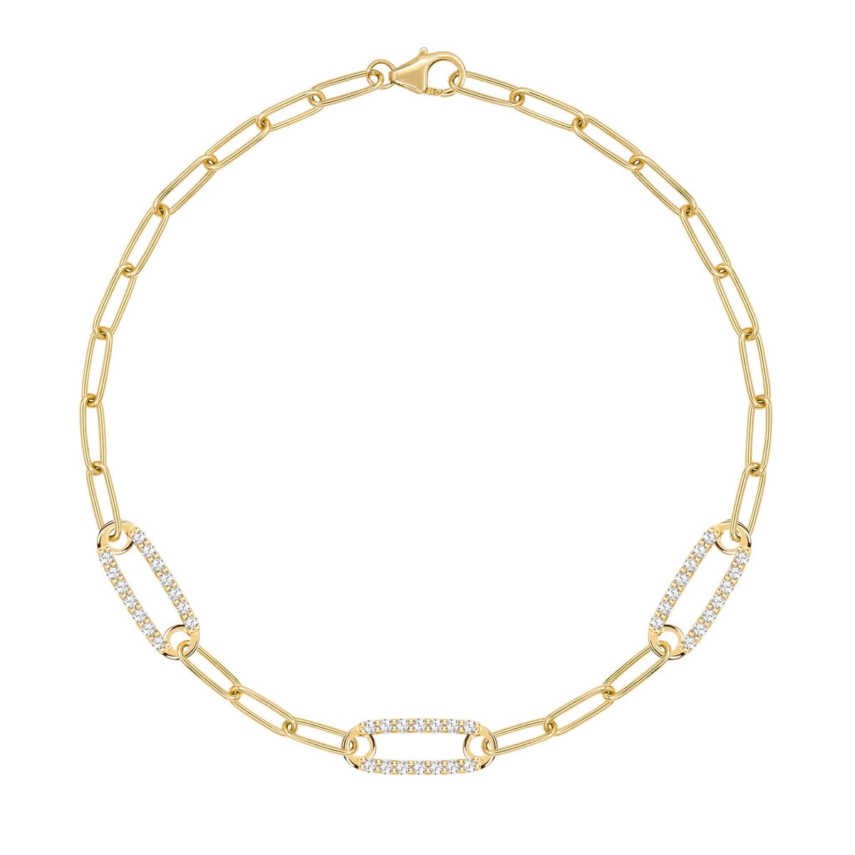 Adelaide 3 Pavé Birthstone Link Bracelet in 14k Gold