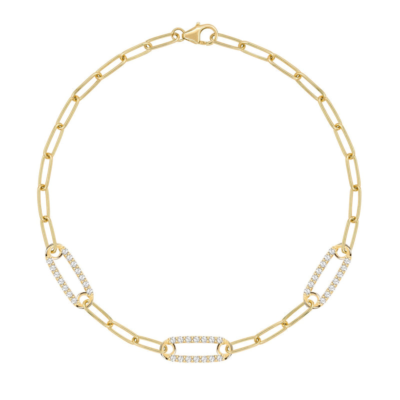 Adelaide 3 Pavé Birthstone Link Bracelet in 14k Gold