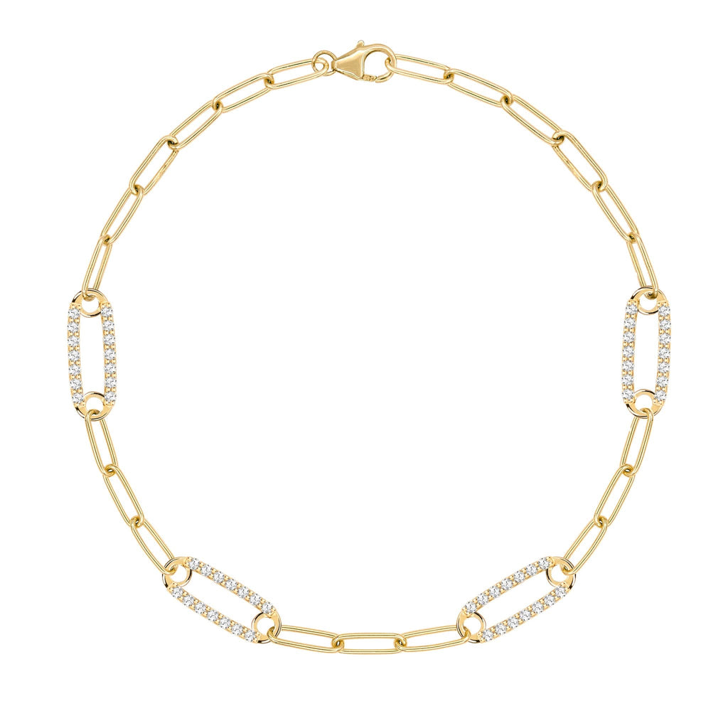 Adelaide 4 Pavé Birthstone Link Bracelet in 14k Gold