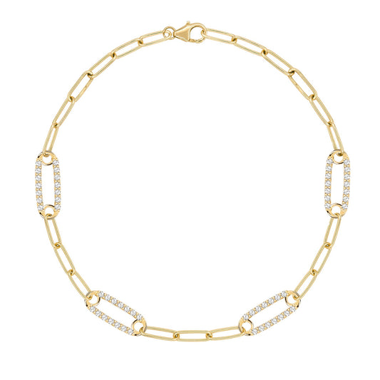 Adelaide 4 Pavé Birthstone Link Bracelet in 14k Gold