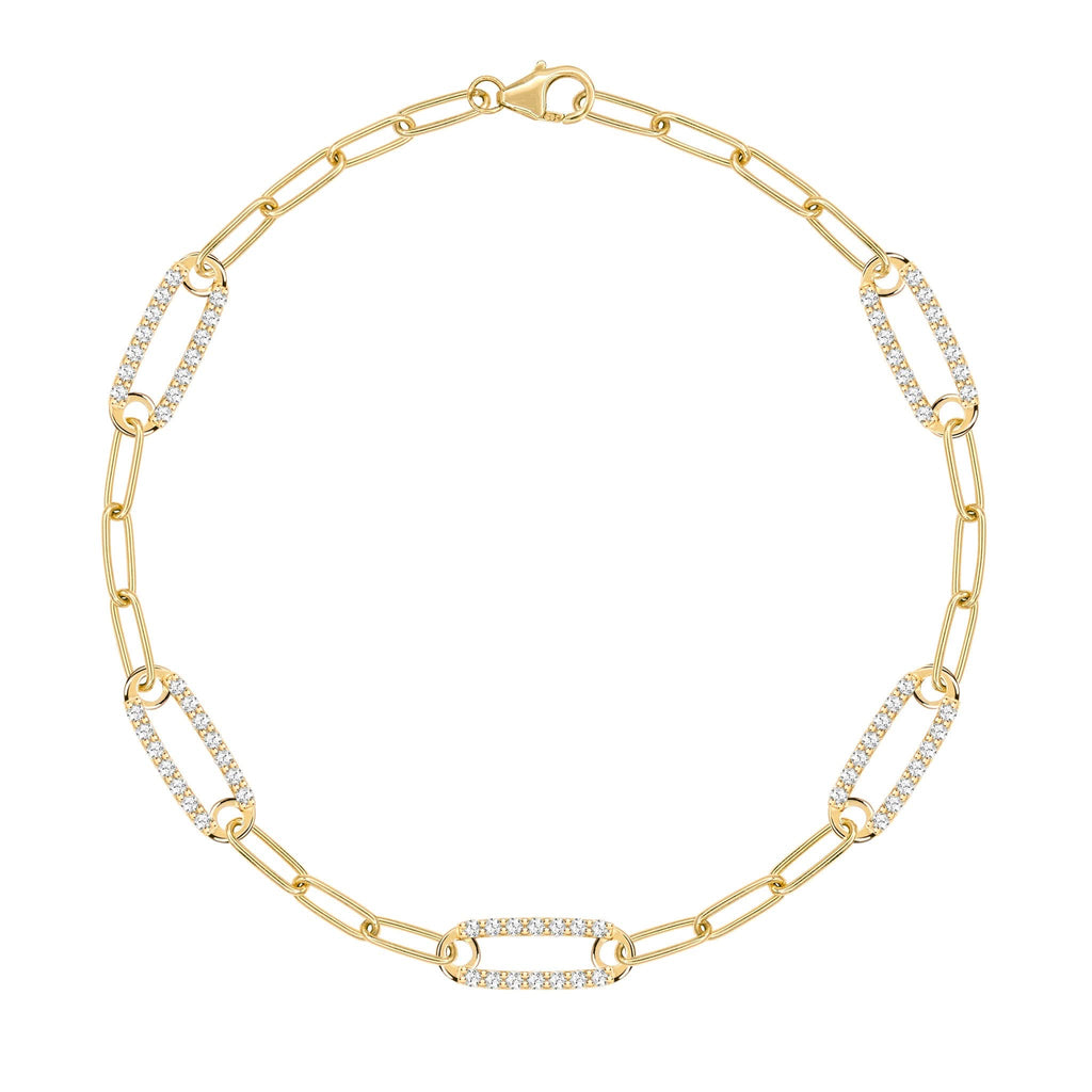 Adelaide 5 Pavé Birthstone Link Bracelet in 14k Gold