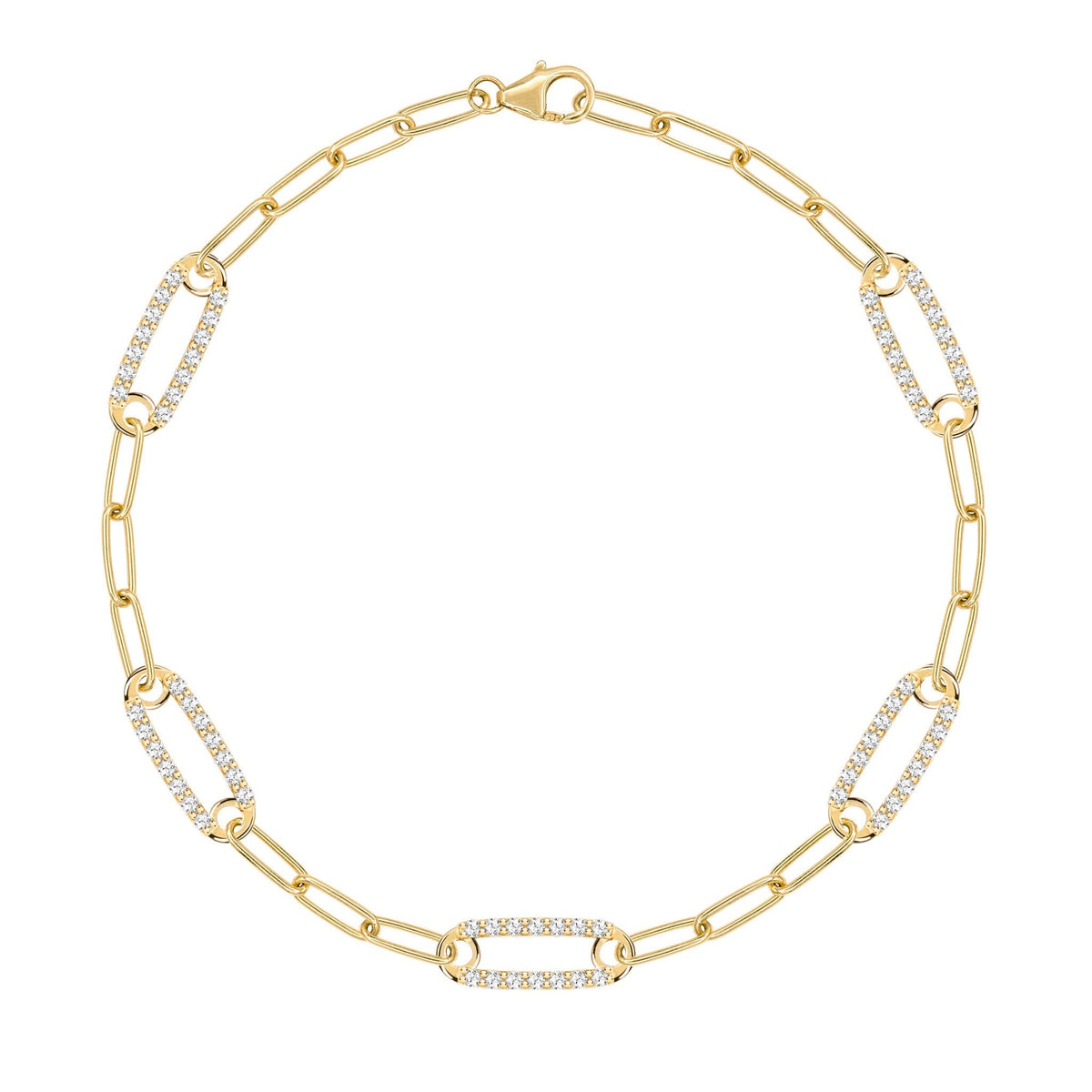 Adelaide 5 Pavé Birthstone Link Bracelet in 14k Gold