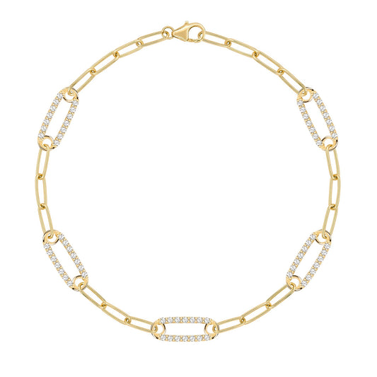 Adelaide 5 Pavé Birthstone Link Bracelet in 14k Gold