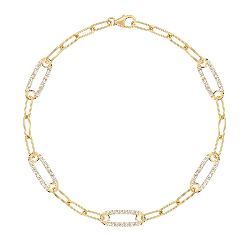 Adelaide 5 Pavé Birthstone Link Bracelet in 14k Gold