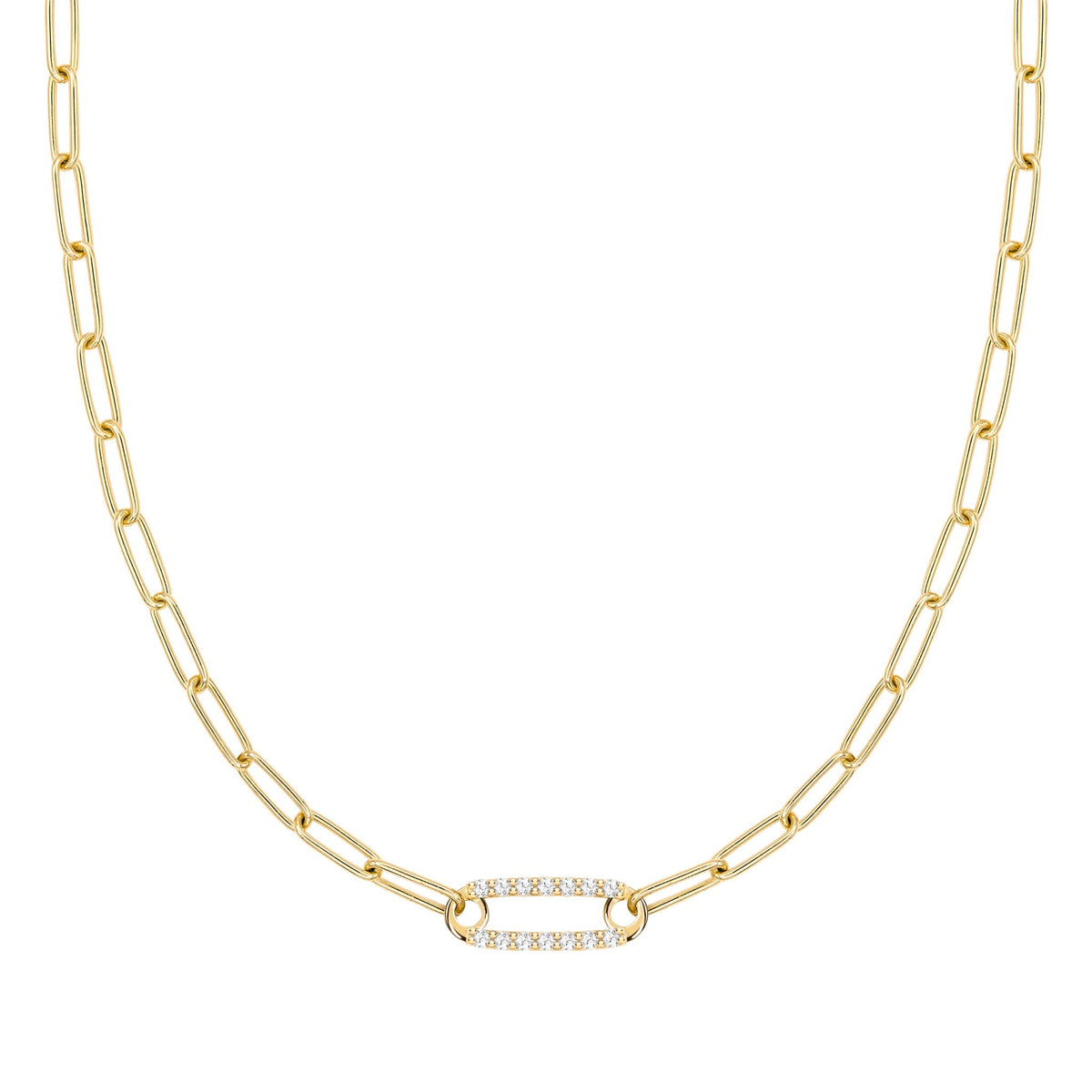 Adelaide 1 Pavé Diamond Link Necklace in 14k Gold (April)