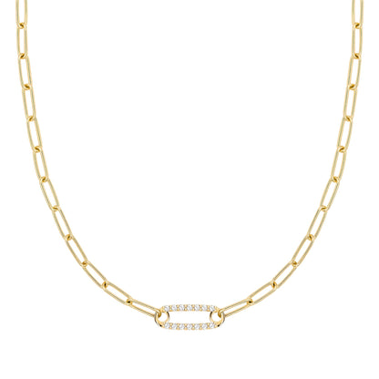 Adelaide 1 Pavé Diamond Link Necklace in 14k Gold (April)