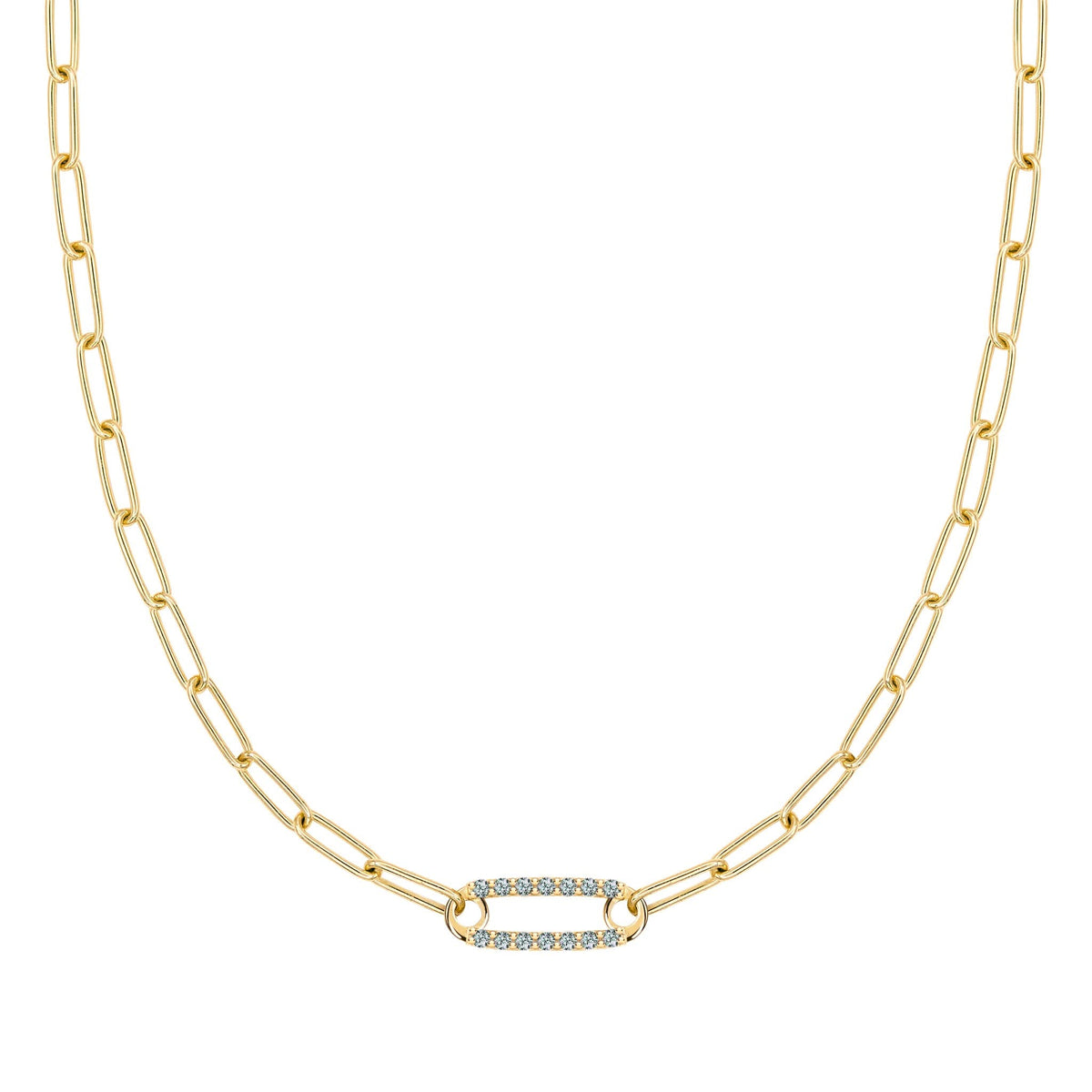 Adelaide 1 Pavé Alexandrite Link Necklace in 14k Gold (June)