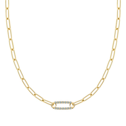 Adelaide 1 Pavé Alexandrite Link Necklace in 14k Gold (June)