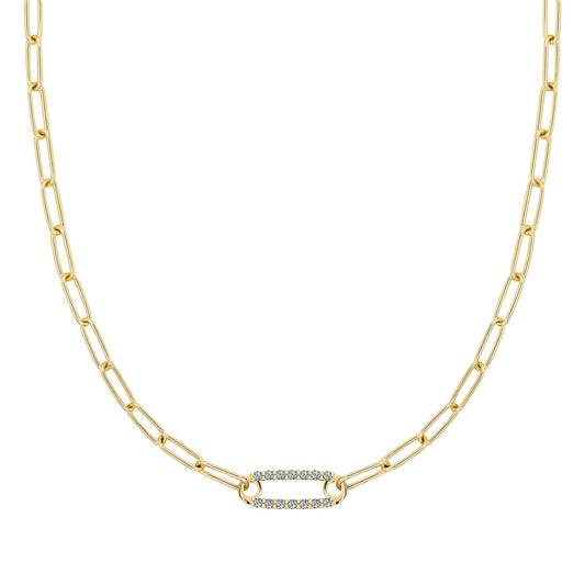 Adelaide 1 Pavé Alexandrite Link Necklace in 14k Gold (June)