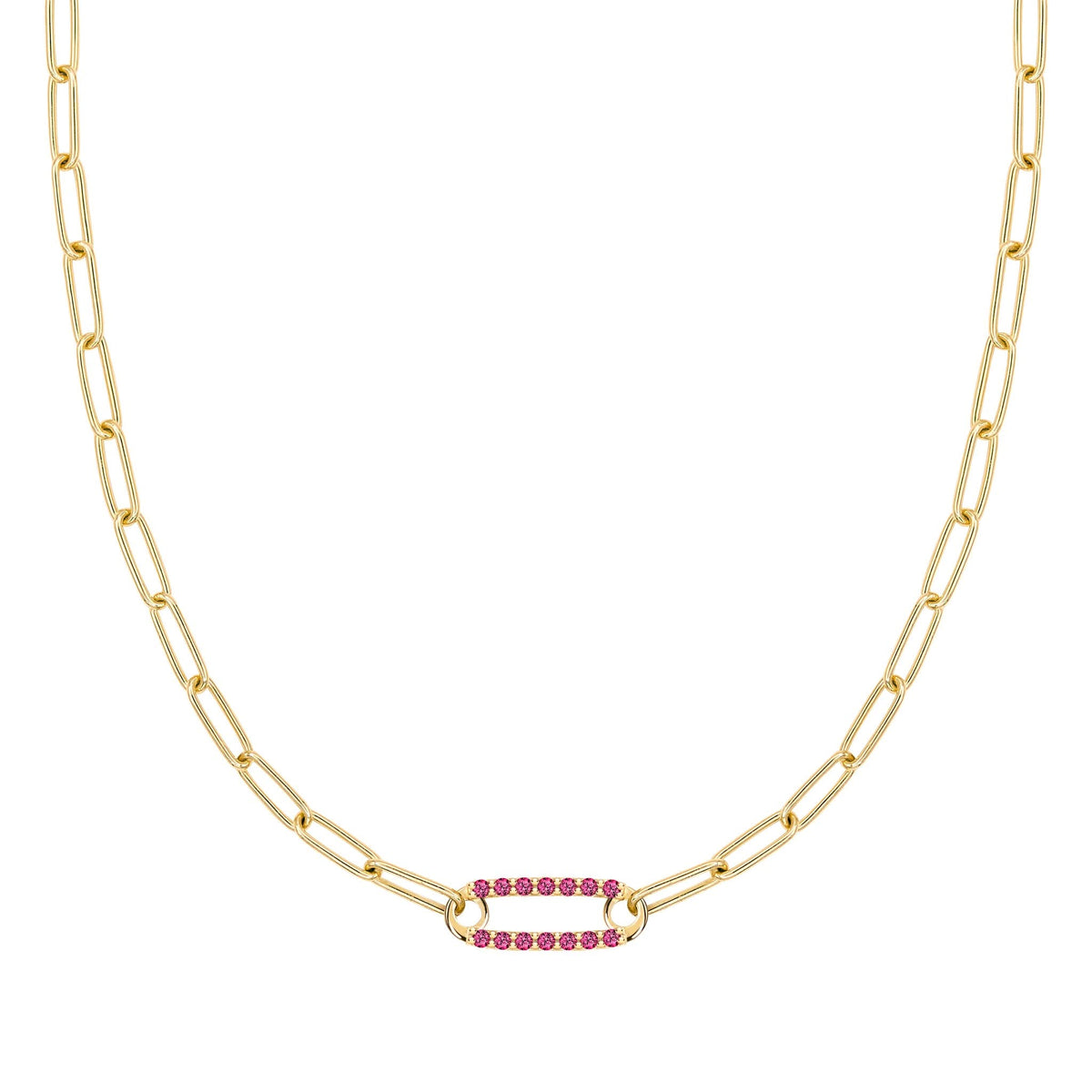 Adelaide 1 Pavé Ruby Link Necklace in 14k Gold (July)