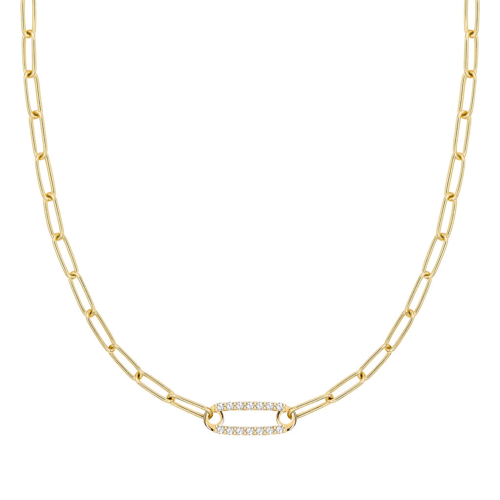 Adelaide 1 Pavé Birthstone Link Necklace in 14k Gold