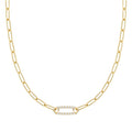 Adelaide 1 Pavé Birthstone Link Necklace in 14k Gold