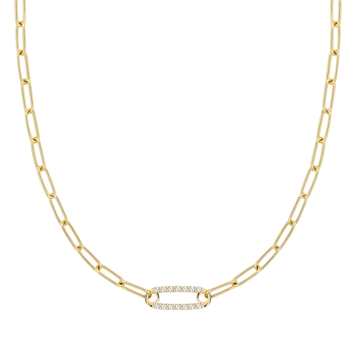 Adelaide 1 Pavé Birthstone Link Necklace in 14k Gold