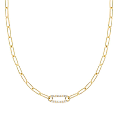 Adelaide 1 Pavé Birthstone Link Necklace in 14k Gold