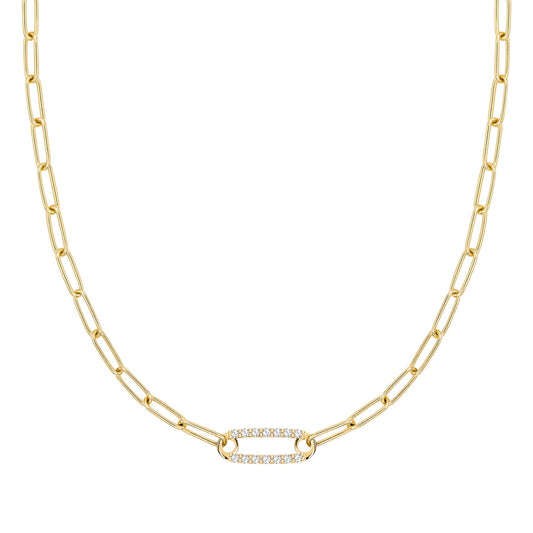 Adelaide 1 Pavé Birthstone Link Necklace in 14k Gold