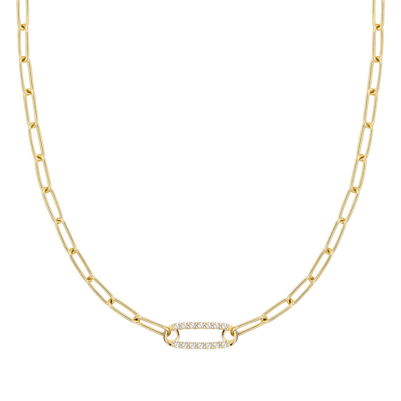 Adelaide 1 Pavé Birthstone Link Necklace in 14k Gold