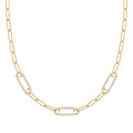Adelaide 3 Pavé Birthstone Link Necklace in 14k Gold