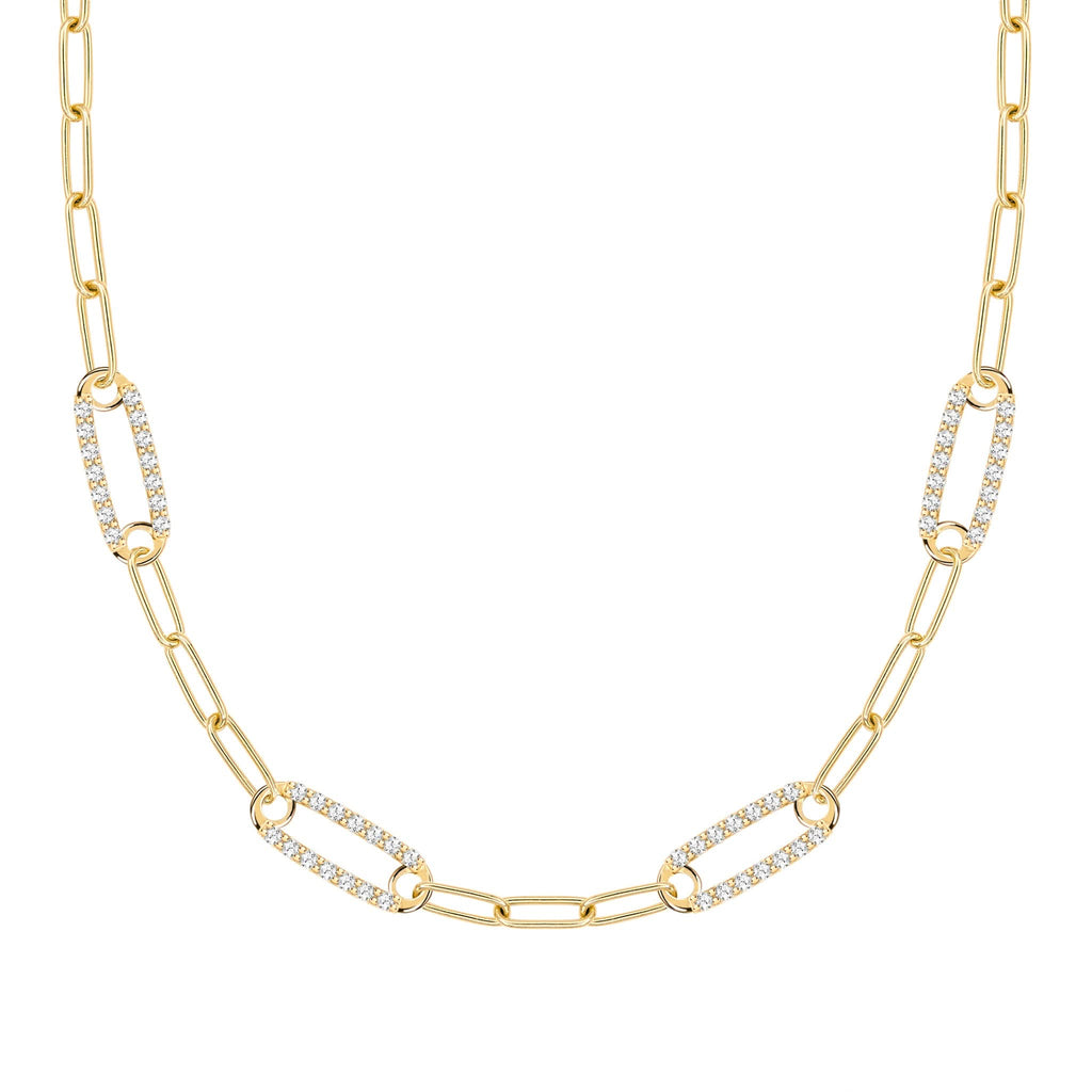 Adelaide 4 Pavé Birthstone Link Necklace in 14k Gold