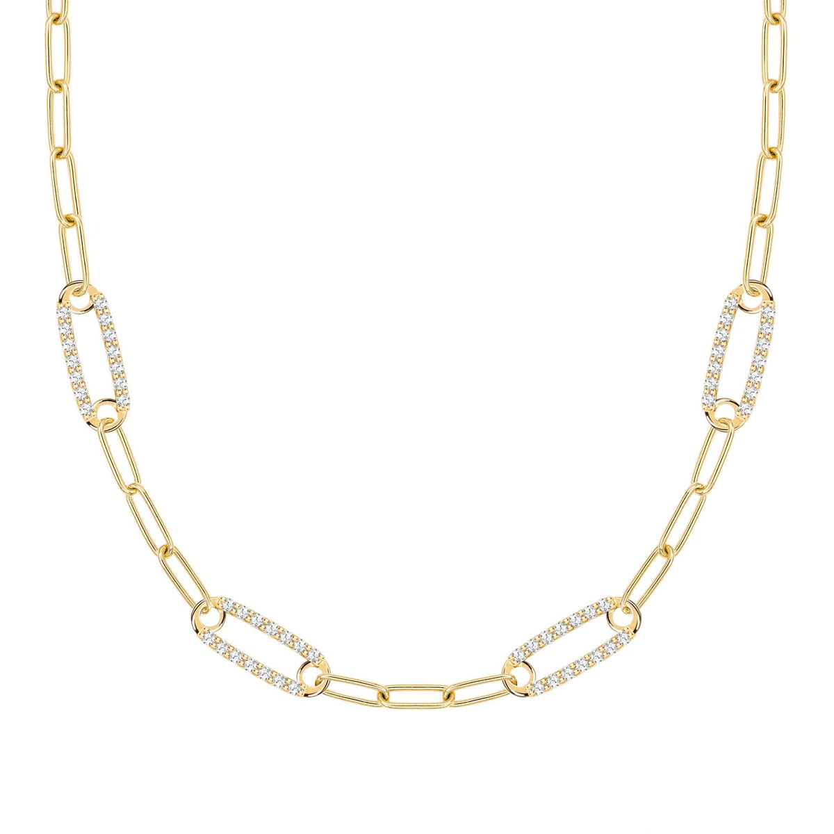 Adelaide 4 Pavé Birthstone Link Necklace in 14k Gold