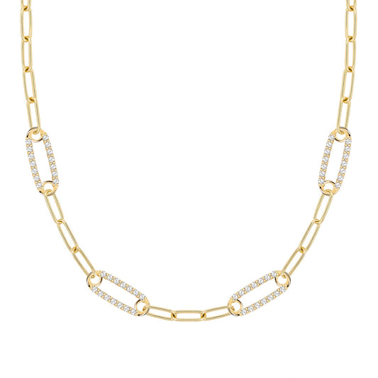 Adelaide 4 Pavé Birthstone Link Necklace in 14k Gold