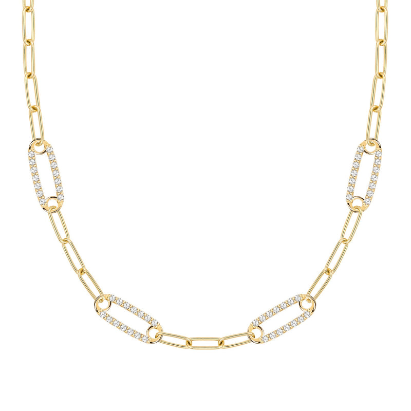 Adelaide 4 Pavé Birthstone Link Necklace in 14k Gold